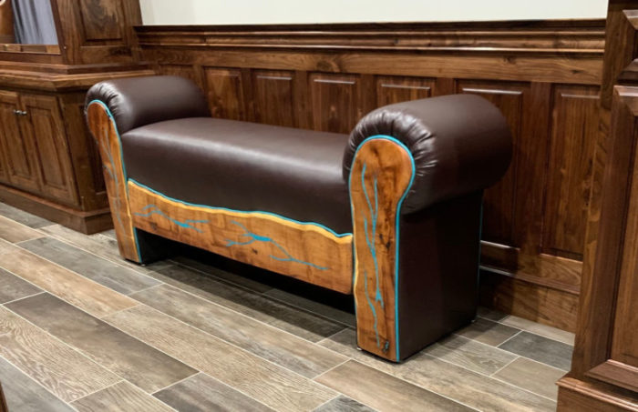 leather bench in home