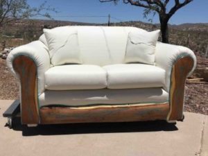 Turquoise inlay in mesquite furniture sofa love seat