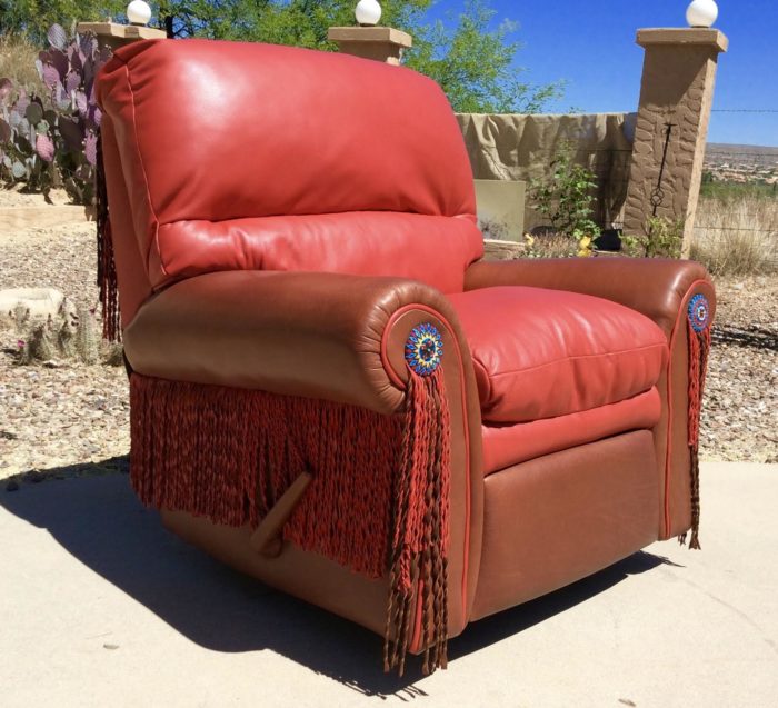 recliner with twisted fringe and beading