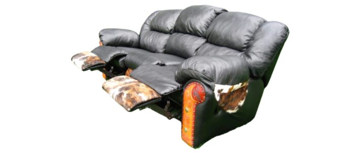 Double recliner leather and cowhide